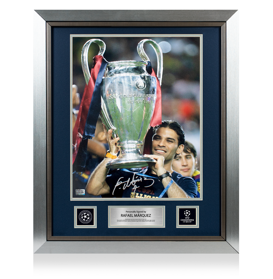 Rafael Marquez Official UEFA Champions League Signed and Framed FC Barcelona Photo: 2009 UEFA Champions League Winner
