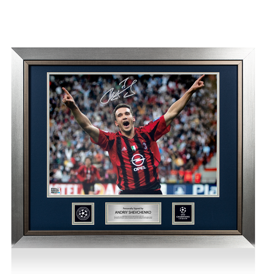 Andriy Shevchenko Official UEFA Champions League Signed and Framed AC Milan Photo: UEFA Champions League Icon