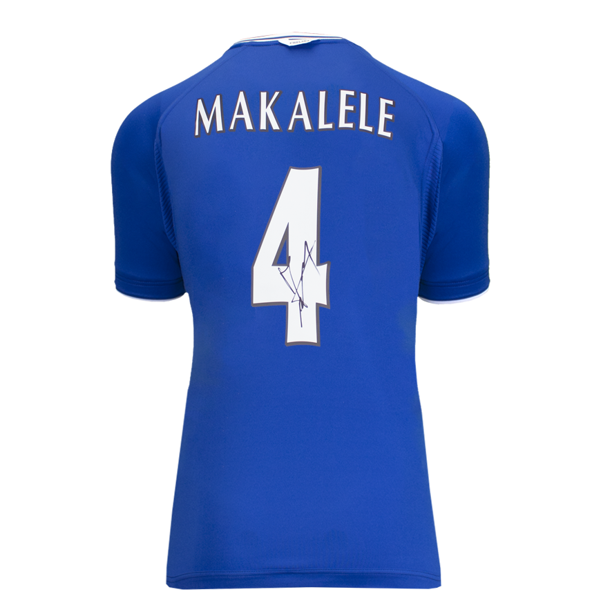 Claude Makelele Official UEFA Champions League Signed and Framed Retro Chelsea FC Shirt with Fan Style Numbers