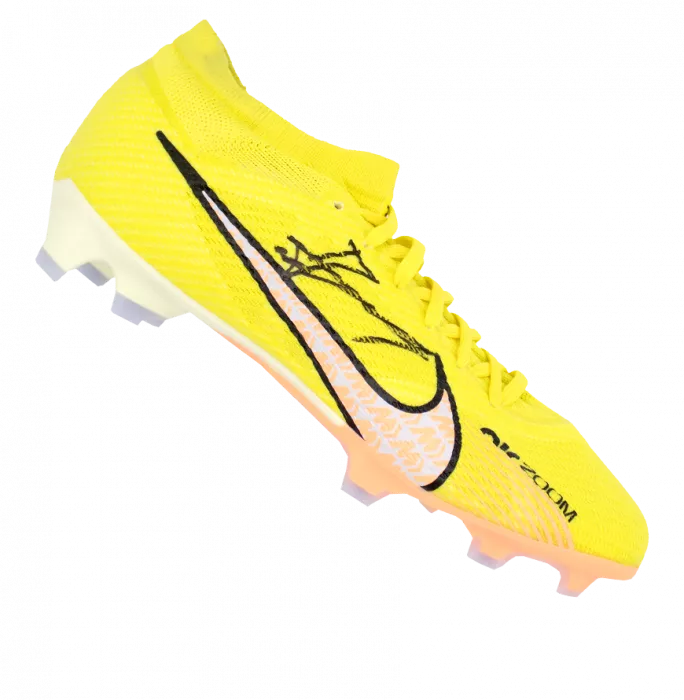 Claude Makelele Official UEFA Champions League Signed Yellow Nike Mercurial Boot In Acrylic Case