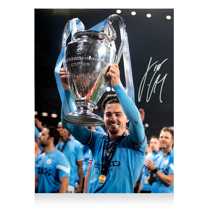 Jack Grealish Official UEFA Champions League Signed and Framed Manchester City Photo: 2023 Winner