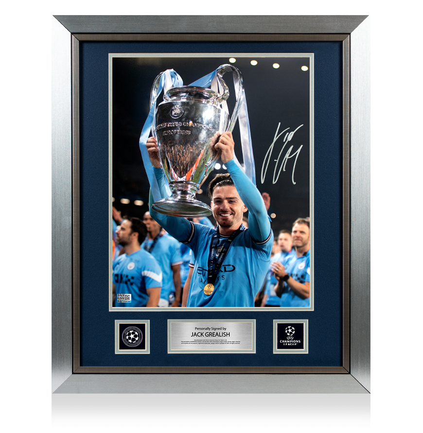Jack Grealish Official UEFA Champions League Signed and Framed Manchester City Photo: 2023 Winner