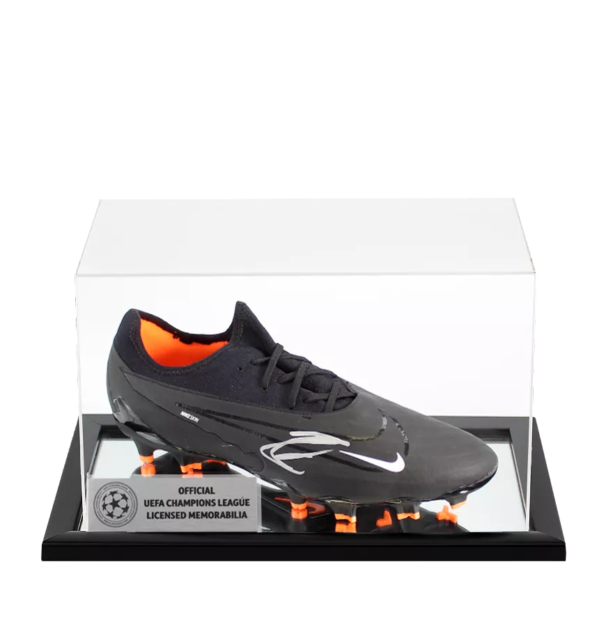 Zlatan Ibrahimovic Official UEFA Champions League Signed Black Nike Phantom GX Pro FG Boot In Acrylic Case