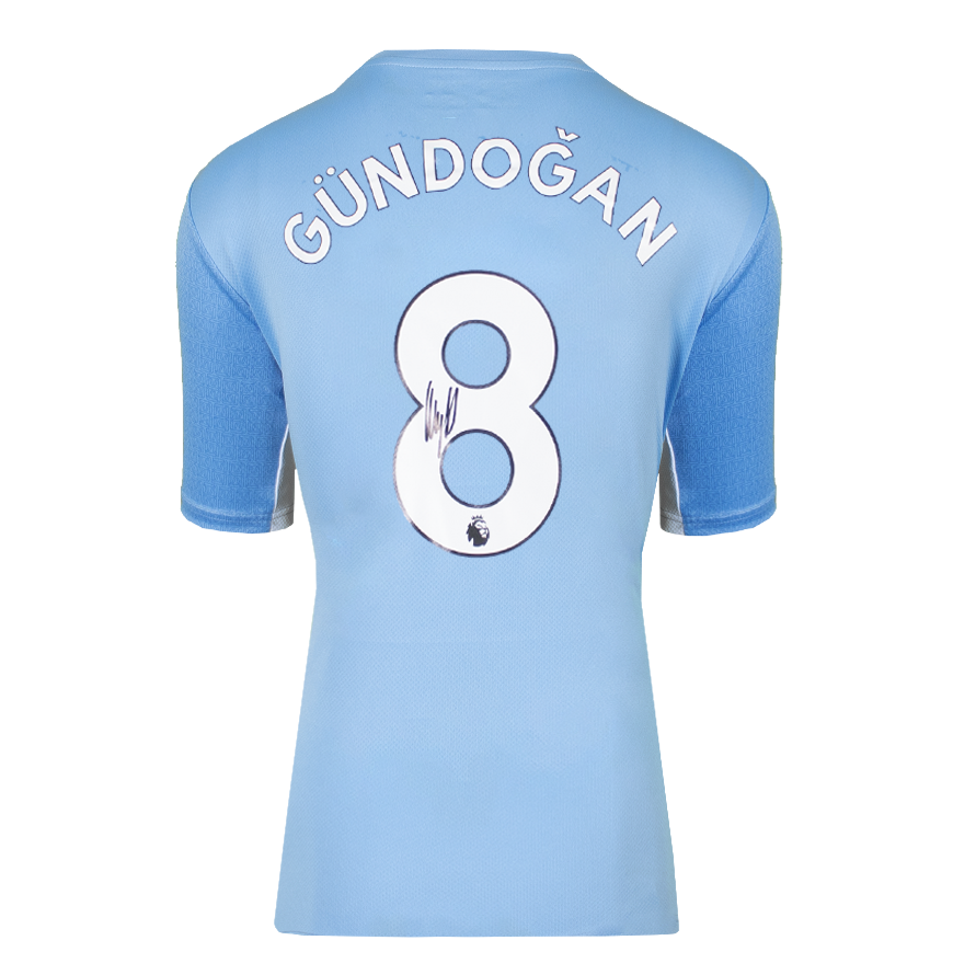 Ilkay Gundogan Official UEFA Champions League Back Signed and Framed Manchester City 2021-22 Home Shirt