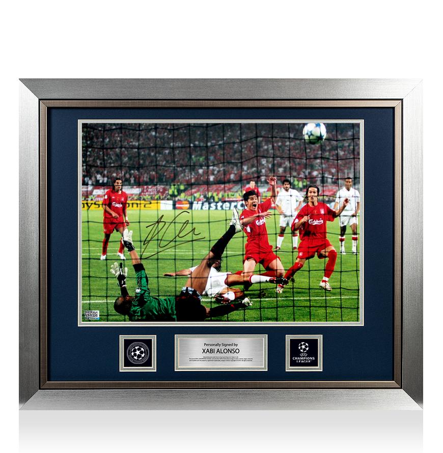 Xabi Alonso Official UEFA Champions League Signed and Framed Liverpool FC Photo: 2005 Final Goal