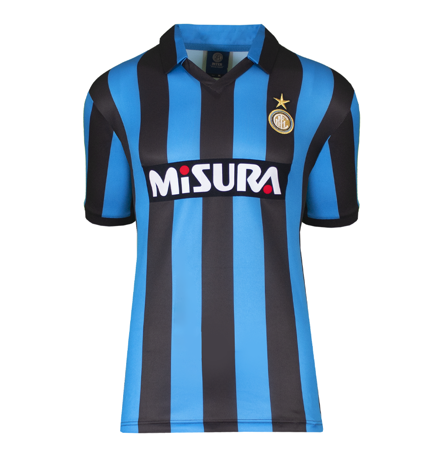 Lothar Matthaus Official UEFA Europa League Back Signed Internazionale 1990 Home Shirt