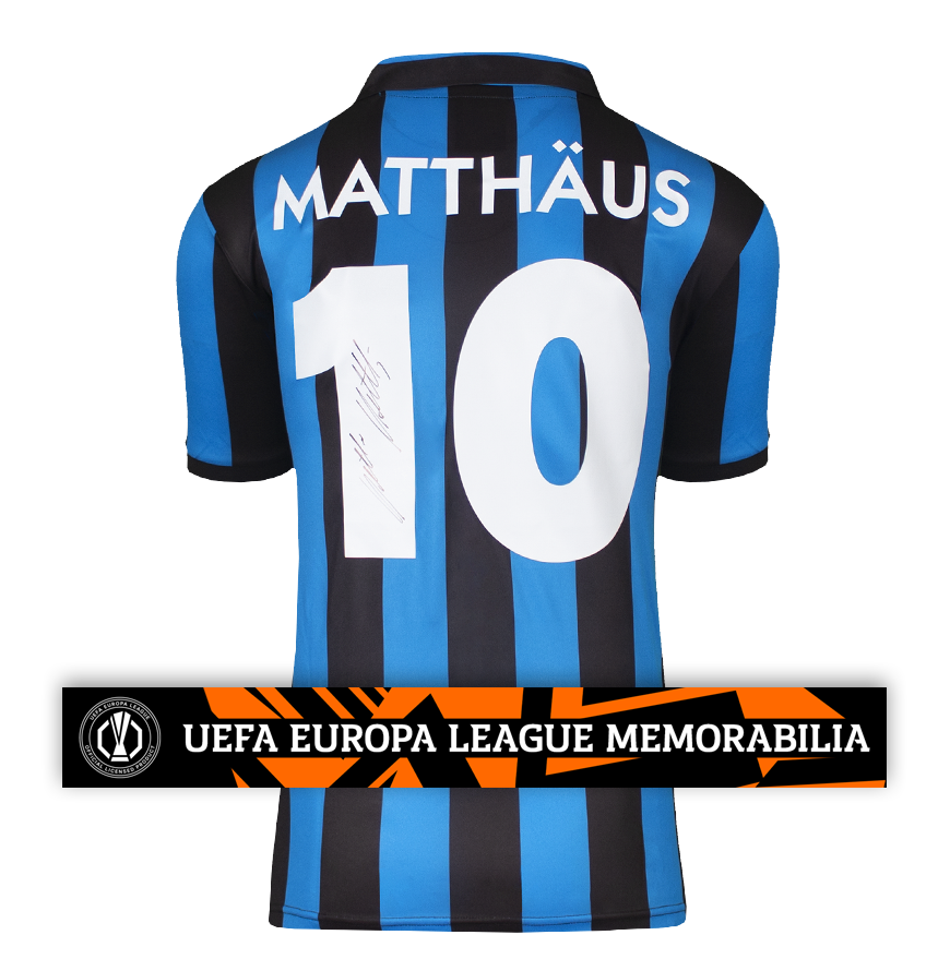 Lothar Matthaus Official UEFA Europa League Back Signed Internazionale 1990 Home Shirt
