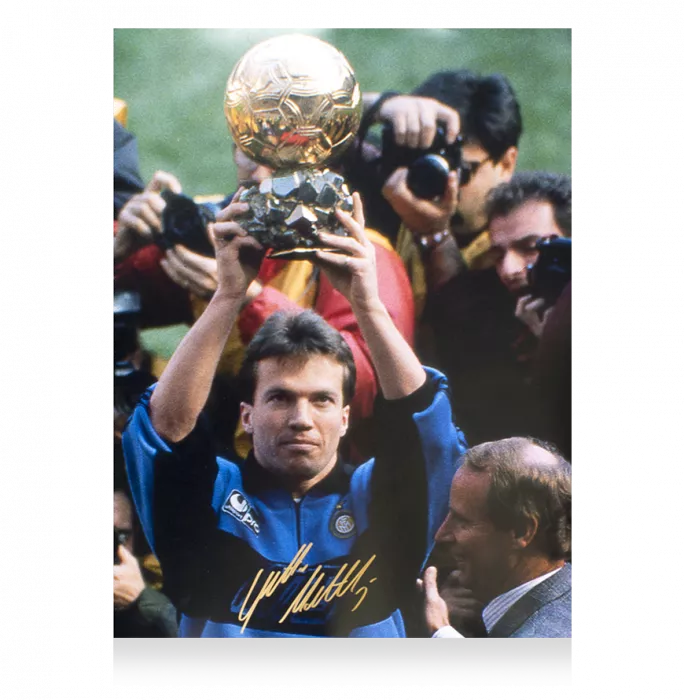 Lothar Matthaus Official UEFA Champions League Signed and Framed Internazionale Photo: 1990 Ballon d'Or Winner