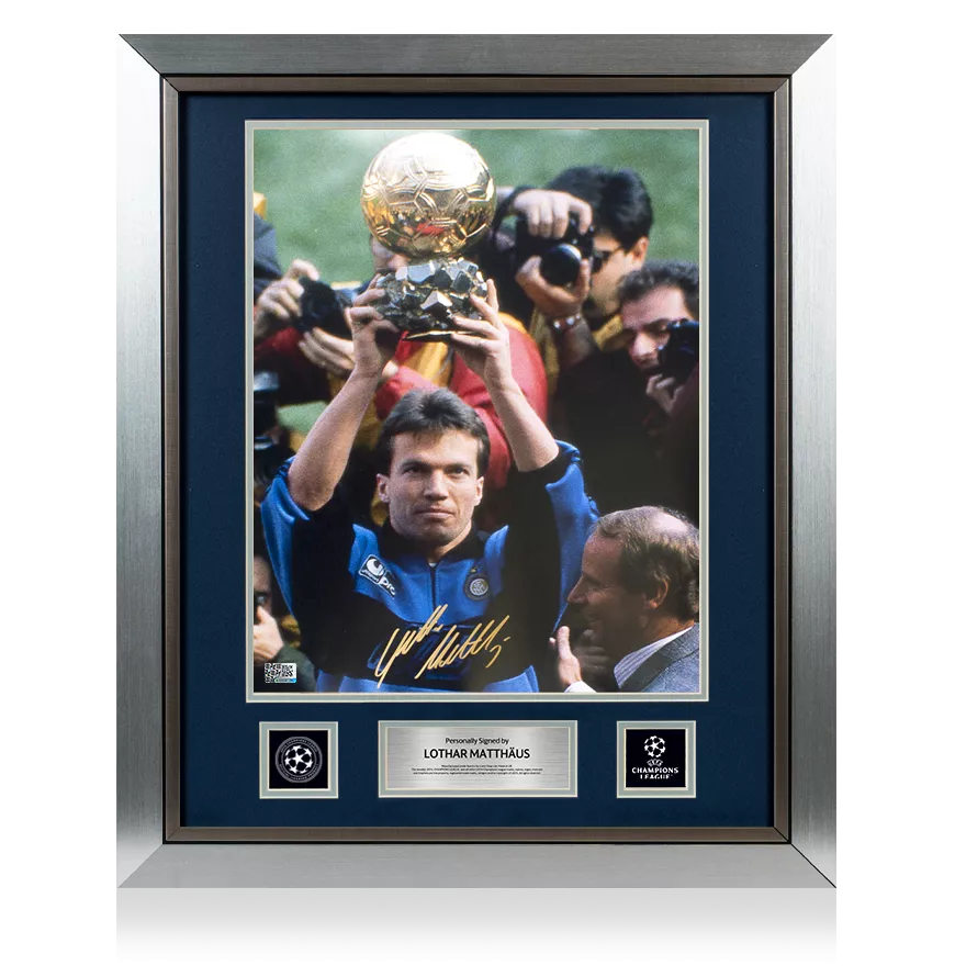 Lothar Matthaus Official UEFA Champions League Signed and Framed Internazionale Photo: 1990 Ballon d'Or Winner