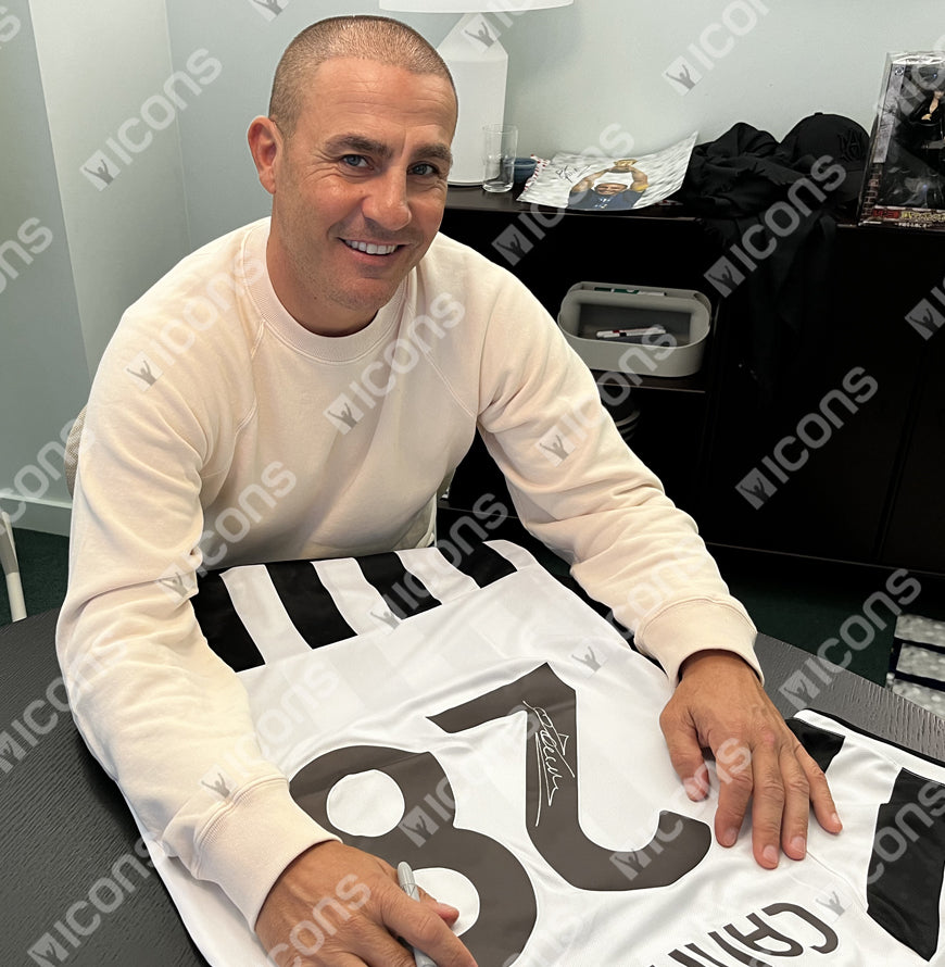 Fabio Cannavaro Official UEFA Champions League Back Signed and Framed Juventus 2021-22 Home Shirt