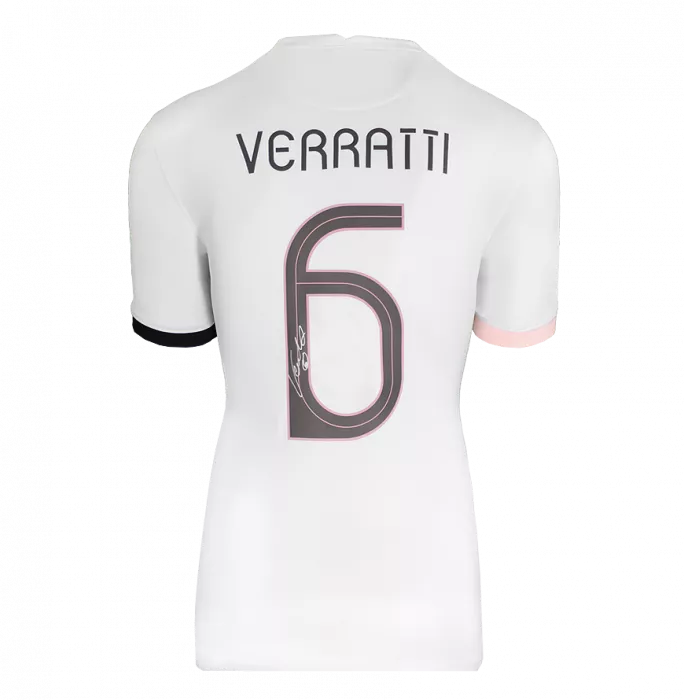 Marco Verratti Official UEFA Champions League Back Signed and Framed Paris Saint-Germain 2021-22 Away Shirt