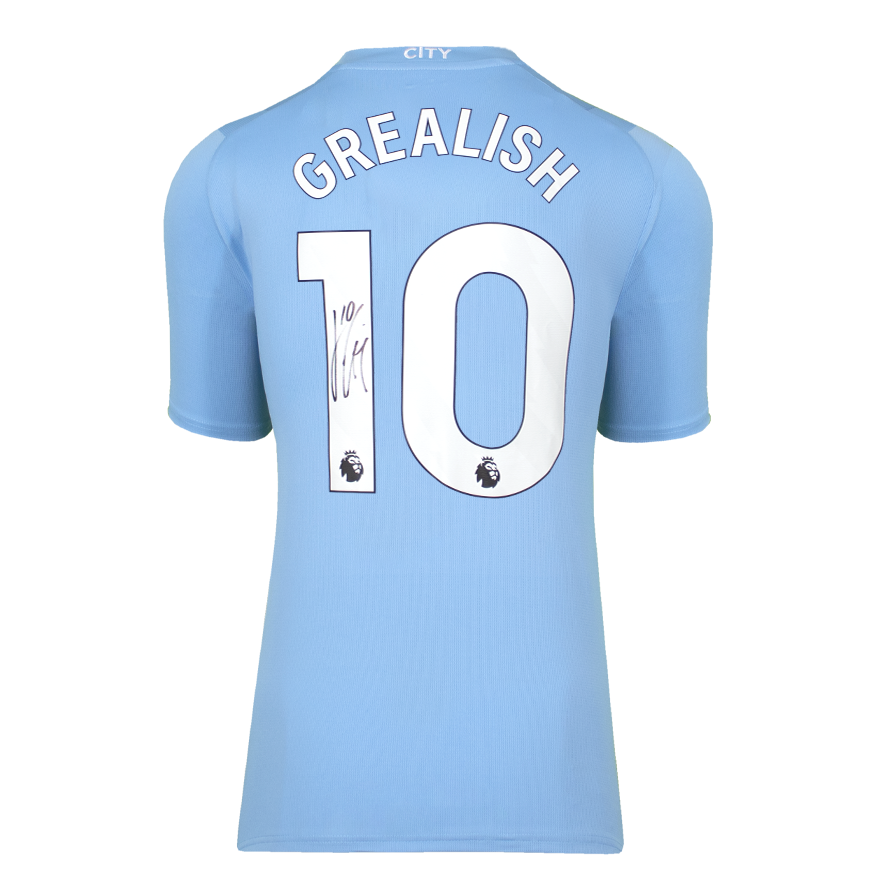 Jack Grealish Official UEFA Champions League Back Signed and Hero Framed Manchester City 2023-24 Home Shirt