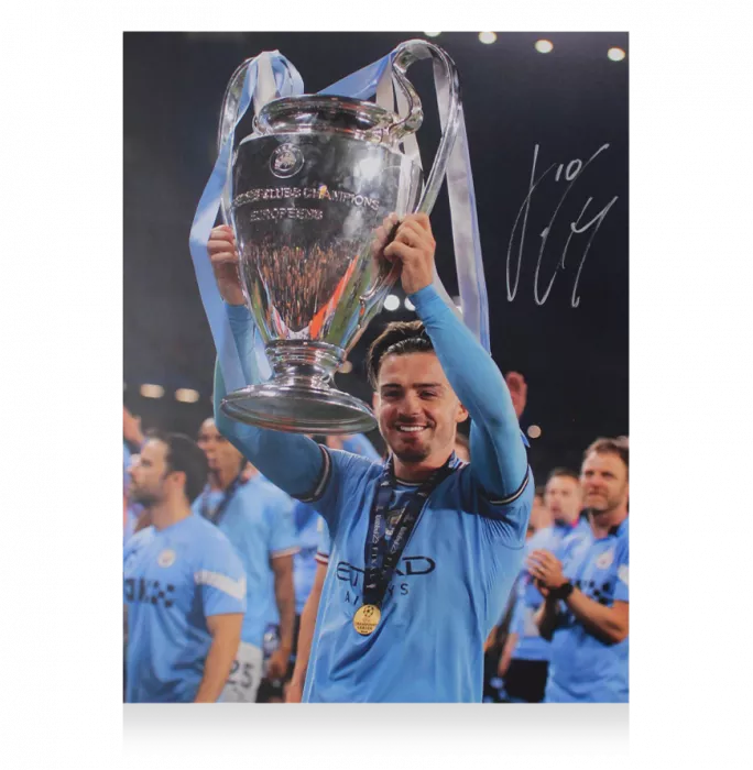 Jack Grealish Official UEFA Champions League Signed and Framed Manchester City Photo: 2023 Winner
