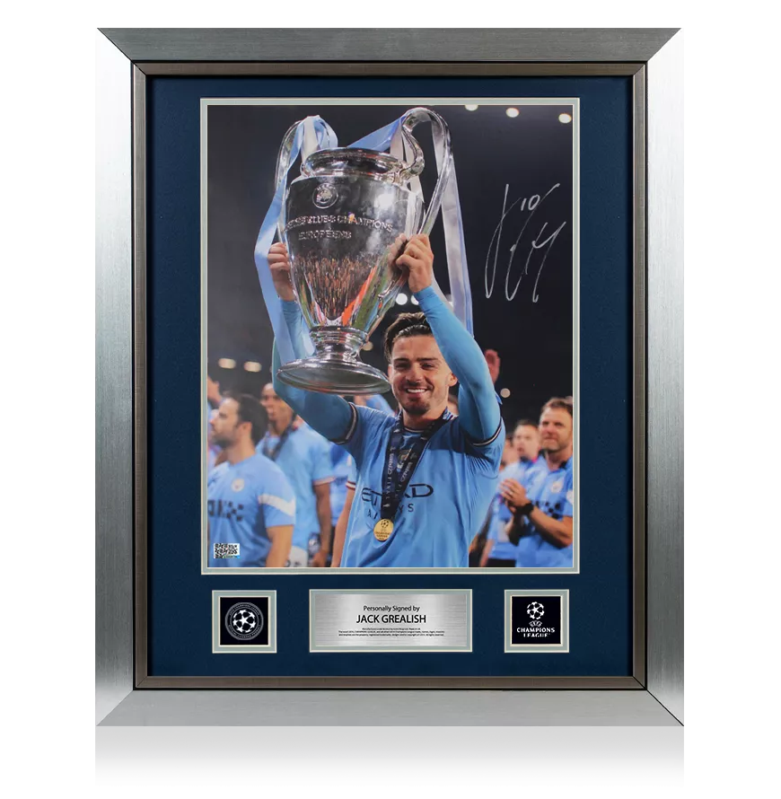 Jack Grealish Official UEFA Champions League Signed and Framed Manchester City Photo: 2023 Winner