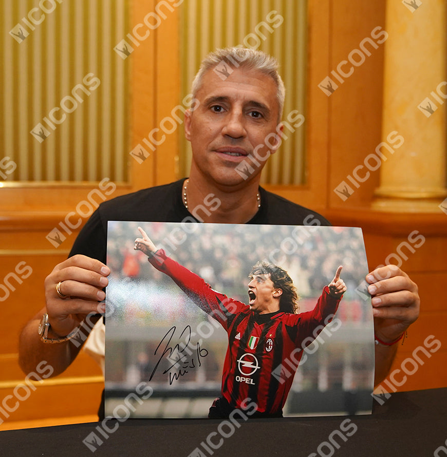 Hernan Crespo Official UEFA Champions League Signed and Framed AC Milan Photo: Celebration