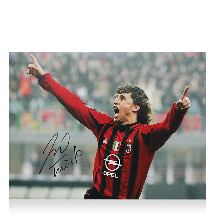 Hernan Crespo Official UEFA Champions League Signed and Framed AC Milan Photo: Celebration