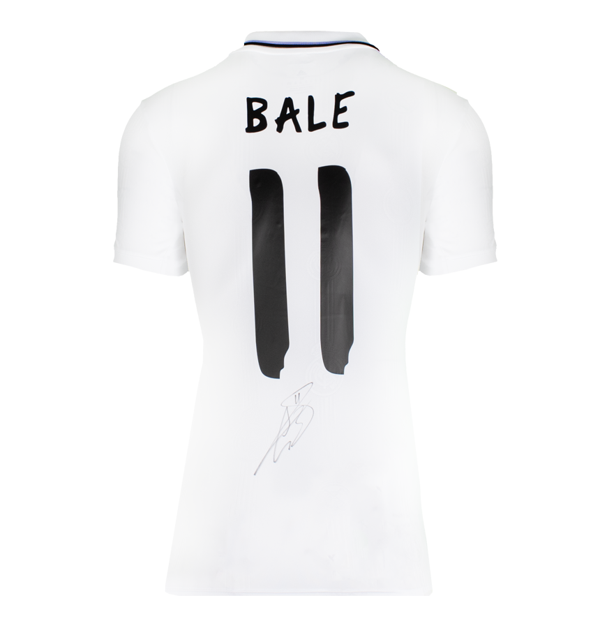 Gareth Bale Official UEFA Champions League Back Signed and Hero Framed Real Madrid Modern Home Shirt with Fan Style Numbers