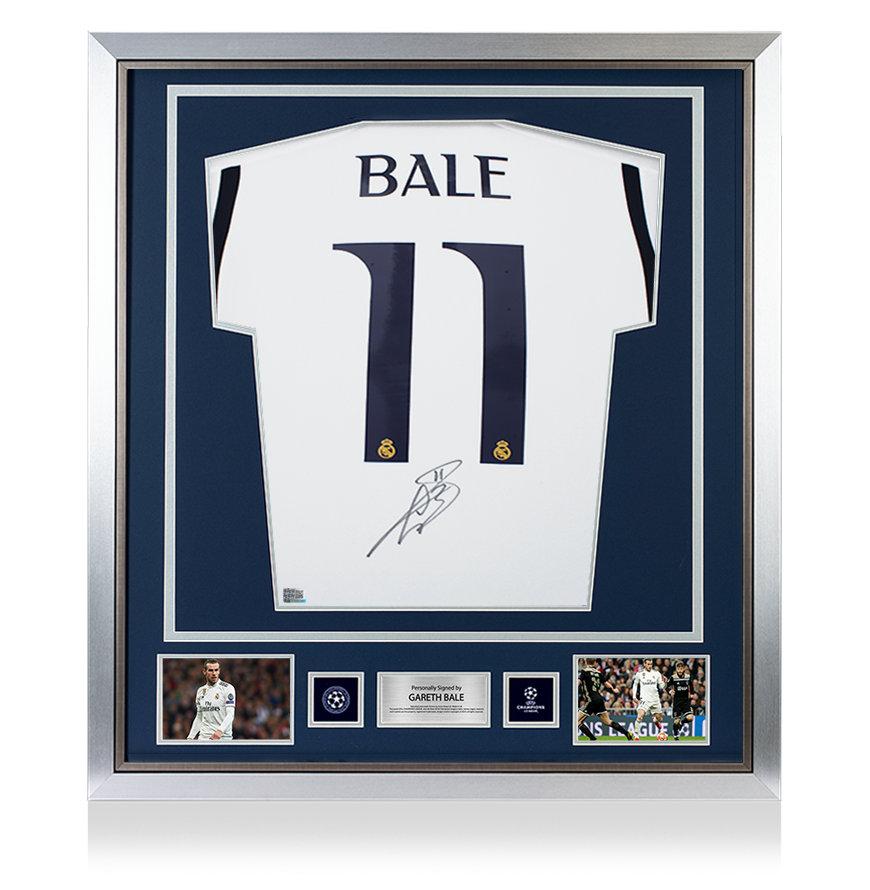 Gareth Bale Official UEFA Champions League Back Signed and Framed Real Madrid 2023-24 Home Shirt