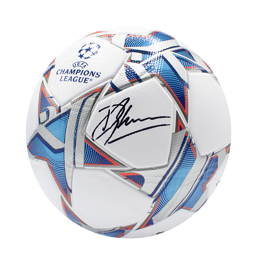 Dennis Bergkamp Official UEFA Champions League Signed Football In Acrylic Case