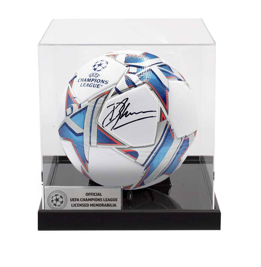 Dennis Bergkamp Official UEFA Champions League Signed Football In Acrylic Case