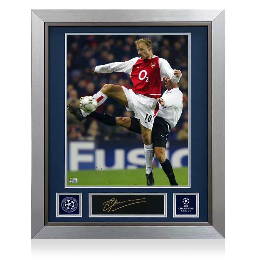 Dennis Bergkamp Official UEFA Champions League Signed Plaque and Photo Frame