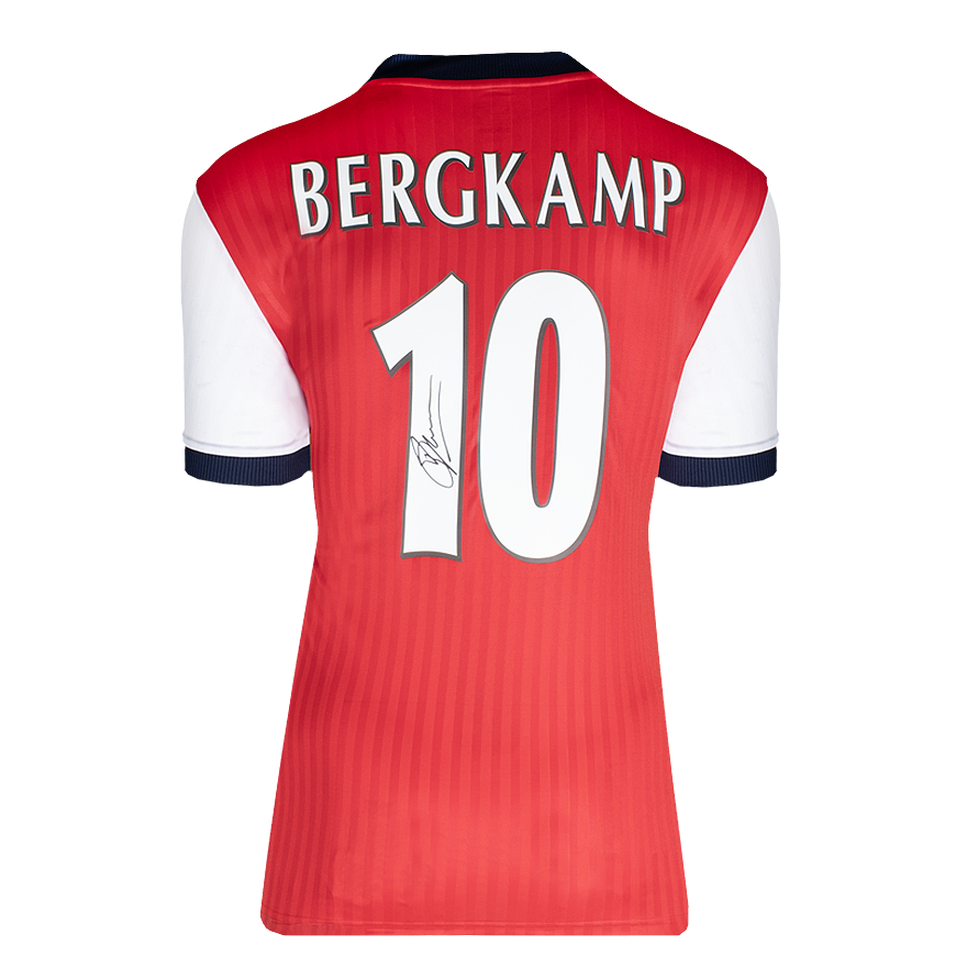 Dennis Bergkamp Official UEFA Champions League Back Signed and Hero Framed Arsenal Icon Home Shirt with Fan Style Numbers