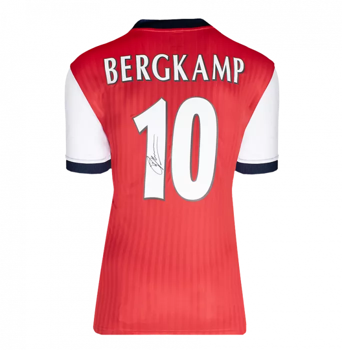 Dennis Bergkamp Official UEFA Champions League Back Signed and Hero Framed Arsenal Icon Home Shirt with Fan Style Numbers