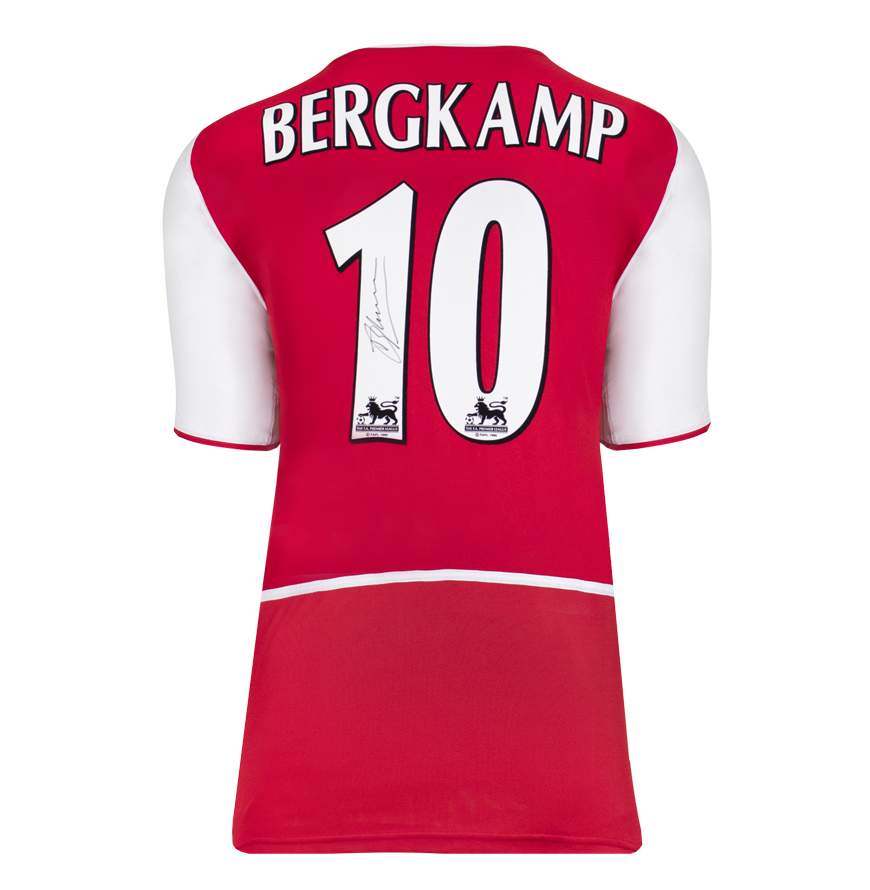 Dennis Bergkamp Official UEFA Champions League Back Signed and Hero Framed Arsenal 2002-04 Home Shirt