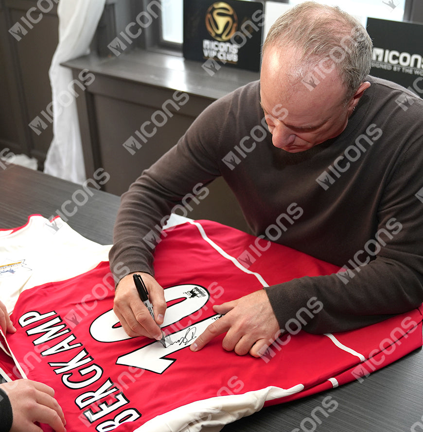 Dennis Bergkamp Official UEFA Champions League Back Signed and Hero Framed Arsenal 2002-04 Home Shirt