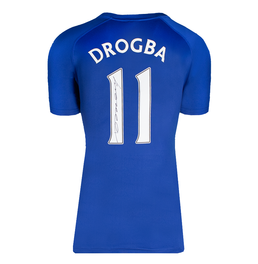 Didier Drogba Official UEFA Champions League Back Signed and Framed Chelsea T-Shirt with Fan Style Numbers