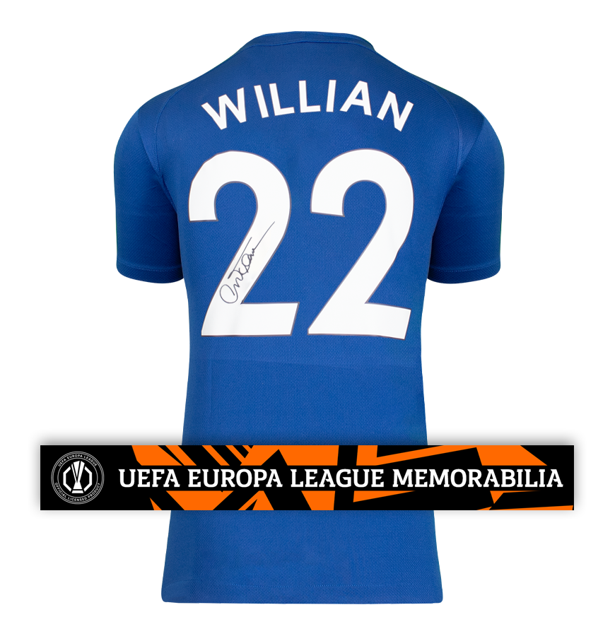 Willian Official UEFA Europa League Back Signed Chelsea T-Shirt