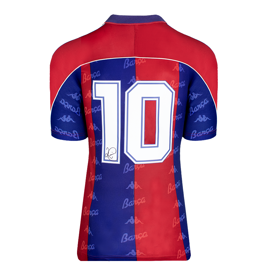 Romario Official UEFA Champions League Back Signed and Framed FC Barcelona 1992-95 Home Shirt with Fan Style Numbers