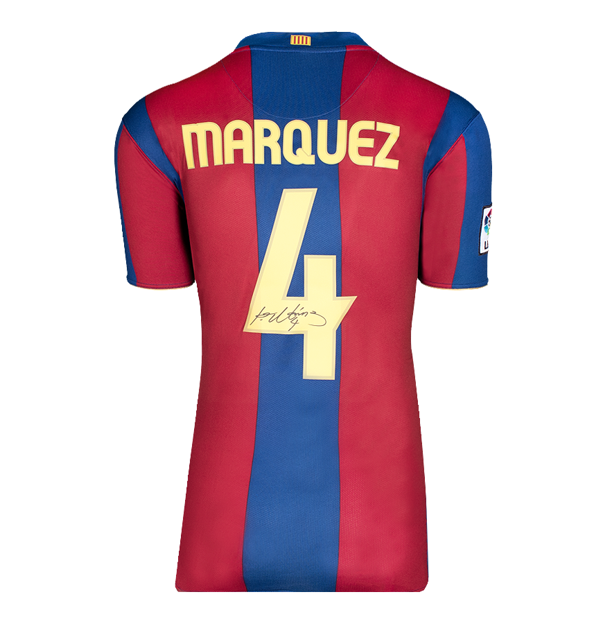 Rafael Marquez Official UEFA Champions League Back Signed and Hero Framed FC Barcelona 2007-08 Home Shirt with Fan Style Numbers