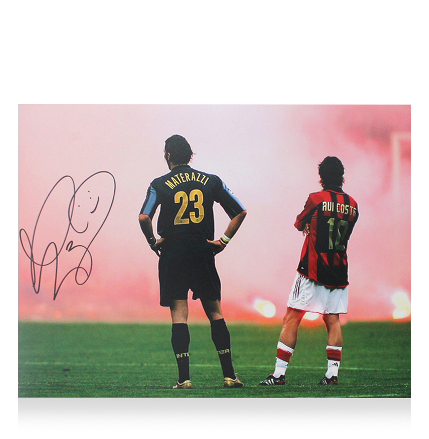 Marco Materazzi Official UEFA Champions League Signed and Framed Internazionale Photo: Derby Days
