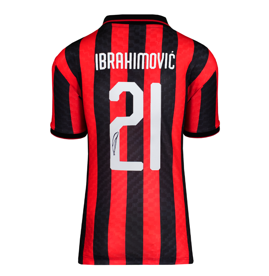 Zlatan Ibrahimovic Official UEFA Champions League Back Signed and Hero Framed AC Milan Retro Home Shirt