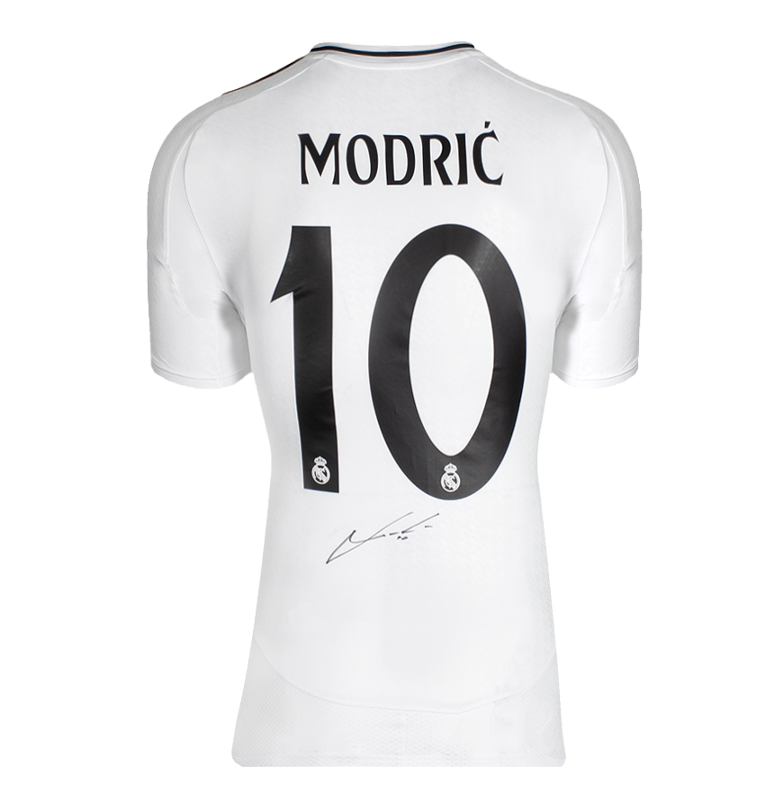 Luka Modric Official UEFA Champions League Back Signed and Framed Real Madrid 2024-25 Home Shirt