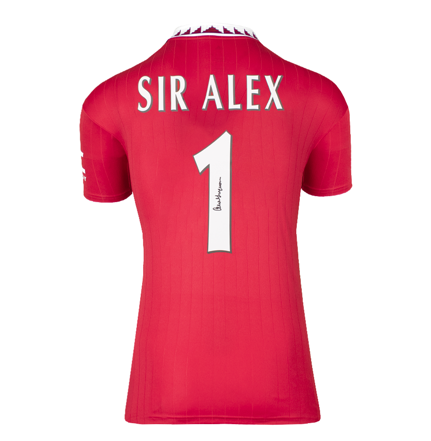 Sir Alex Ferguson Official UEFA Champions League Ferguson Back Signed and Hero Framed Manchester United 2022-23 Home Shirt