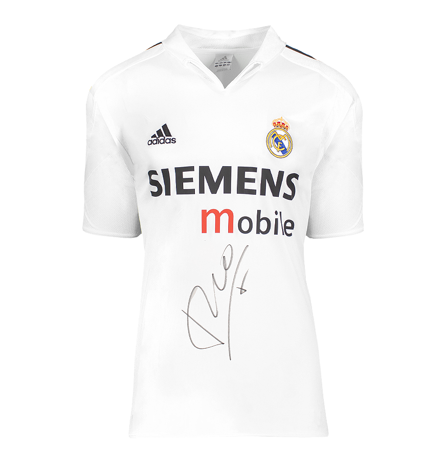 Luis Figo Official UEFA Champions League Front Signed and Framed Real Madrid 2004-05 Home Shirt