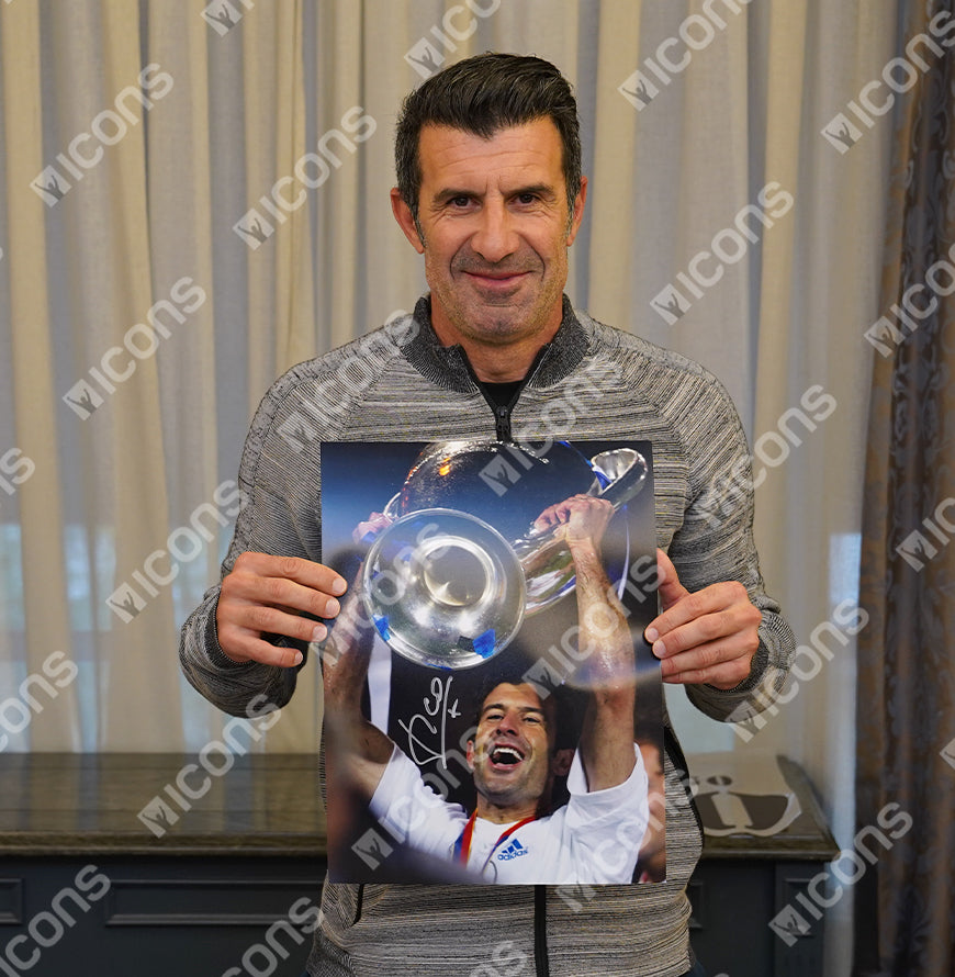 Luis Figo Official UEFA Champions League Signed and Framed Real Madrid Photo: 2002 Winner