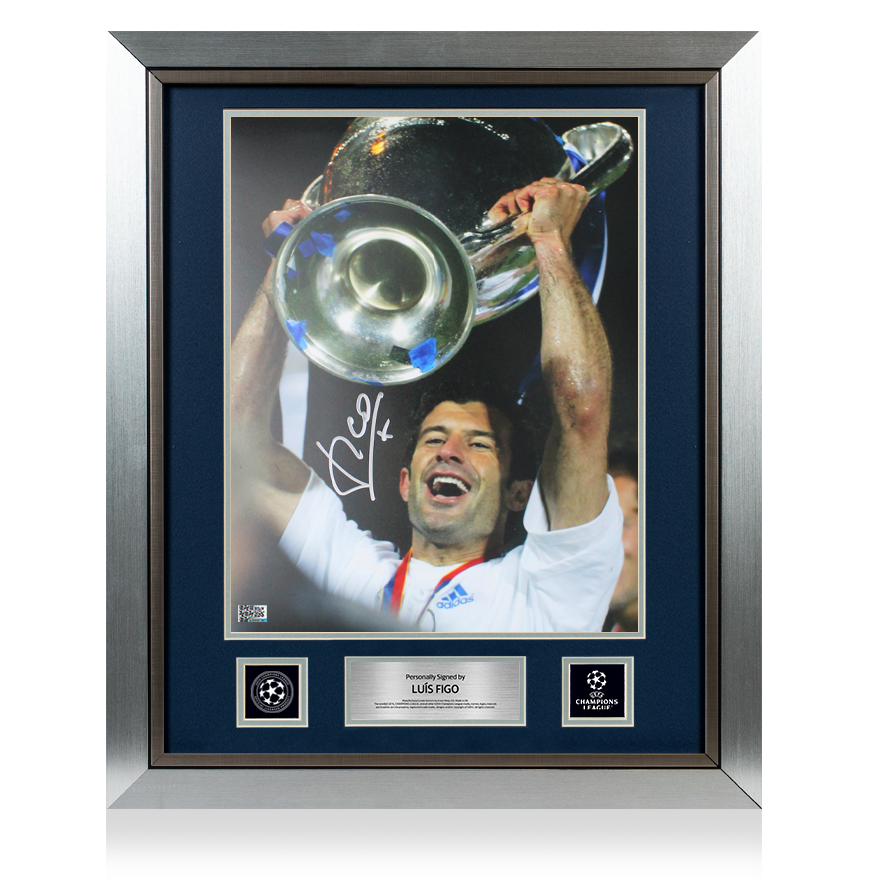 Luis Figo Official UEFA Champions League Signed and Framed Real Madrid Photo: 2002 Winner