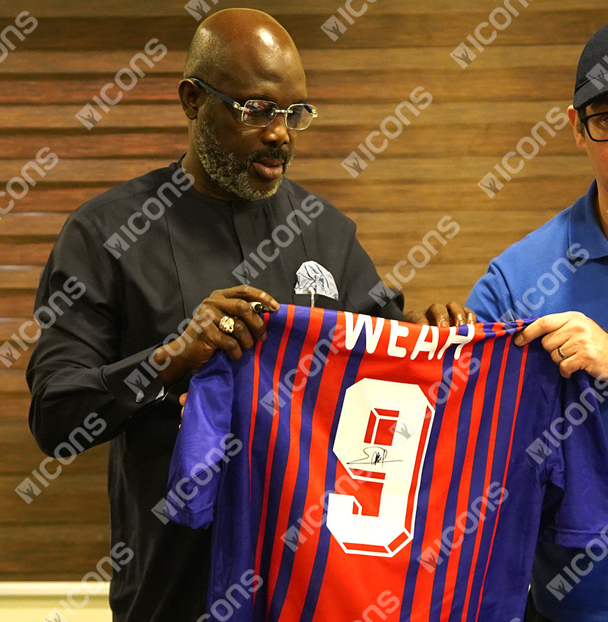George Weah Official UEFA Champions League Back Signed Paris Saint-Germain 1993 Home Shirt