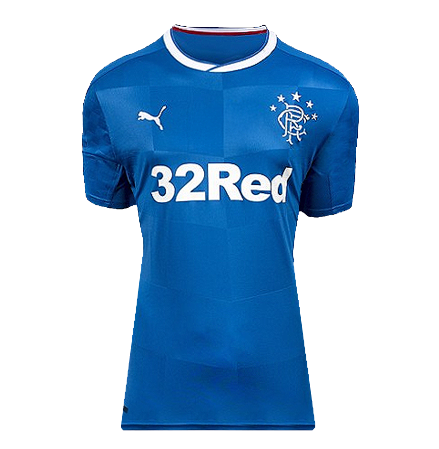 Paul Gascoigne Official UEFA Champions League Back Signed and Hero Framed Rangers 2016-17 Home Shirt