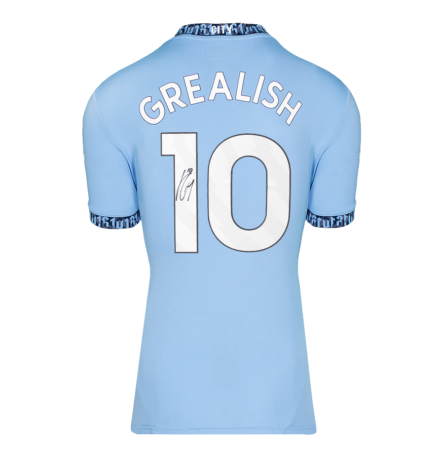 Jack Grealish Official UEFA Champions League Back Signed and Hero Framed Manchester City 2024-25 Home Shirt