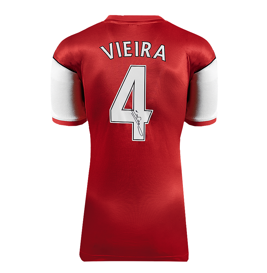 Patrick Vieira Official UEFA Champions League Back Signed and Framed Arsenal Retro Home Shirt