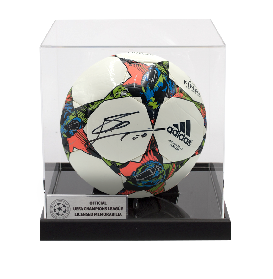 Lionel Messi Official UEFA Champions League Signed 2015 UEFA Champions League Final Football In Acrylic Case