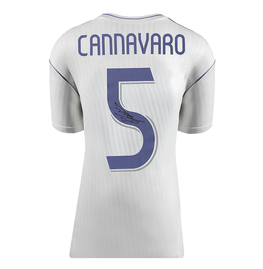 Fabio Cannavaro Official UEFA Champions League Back Signed and Framed Real Madrid Modern Home Shirt