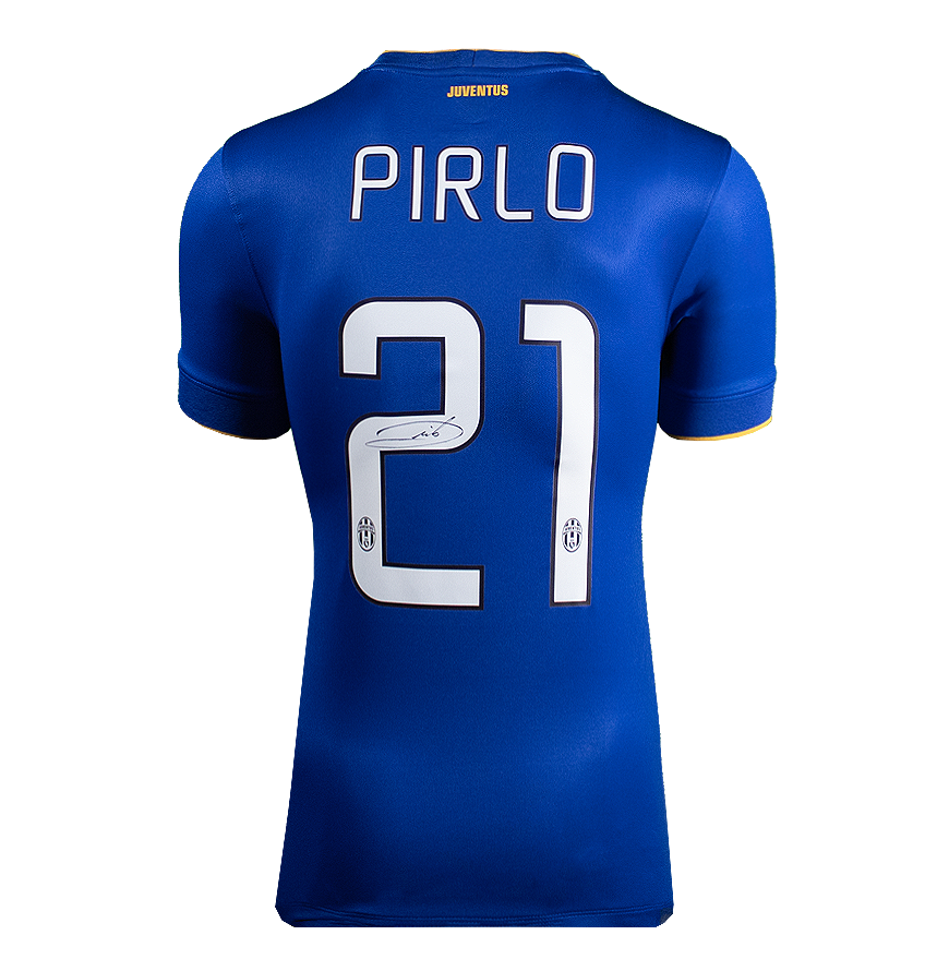 Andrea Pirlo Official UEFA Champions League Back Signed and Framed Juventus 2014-15 Away Shirt