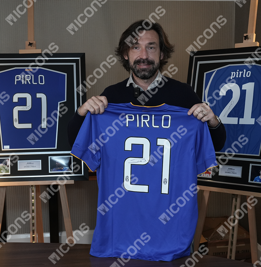 Andrea Pirlo Official UEFA Champions League Back Signed and Hero Framed Juventus 2014-15 Away Shirt