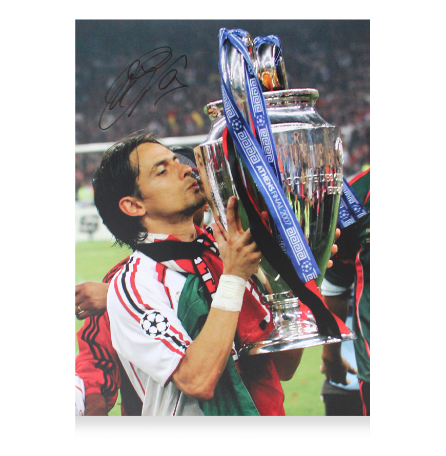 Filippo Inzaghi Official UEFA Champions League Signed and Framed AC Milan Photo: 2007 UCL Winner