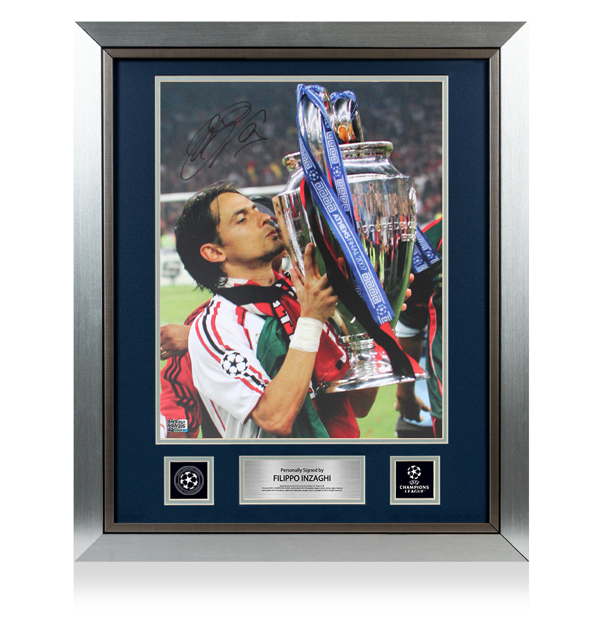 Filippo Inzaghi Official UEFA Champions League Signed and Framed AC Milan Photo: 2007 UCL Winner